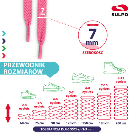 Sznurówki płaskie do butów 7 mm - różowe