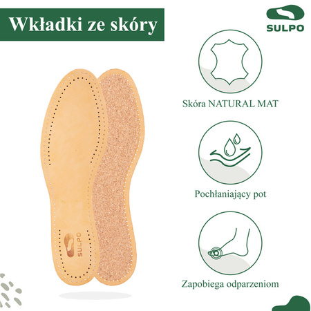 Przeciwpotne wkładki do butów ze skóry naturalnej i korka